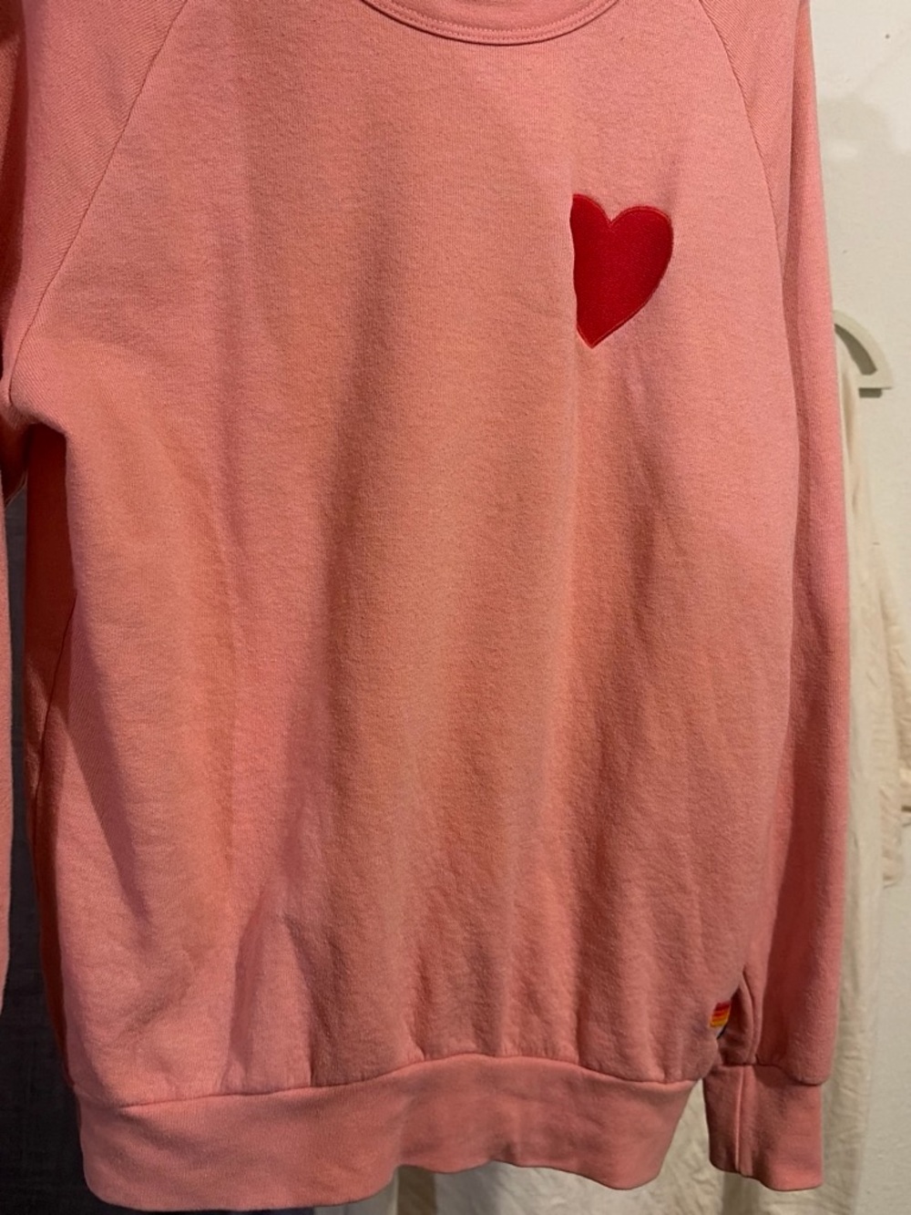 Aviator Nation Pink Sweatshirt with Red Heart Patch